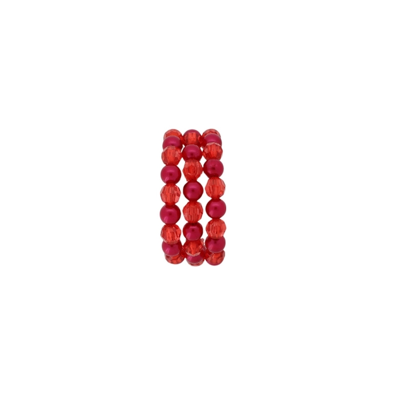 JEWELRY - CHILDREN'S BRACELET - MEMORY WIRE AND PLASTIC - BALL G174 - RED-RED (DARK) - PACKAGE 12pcs.