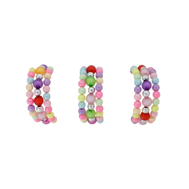 JEWELRY - CHILDREN'S BRACELET - MEMORY WIRE AND PLASTIC - BALL FACETED G156 - RED-NICKEL-MIX - PACKAGE 12pcs.
