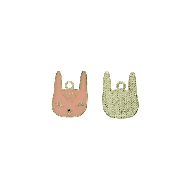 METAL BEADS WITH ENAMEL - PENDANT - CAT 10 - 15x19x1.6mm PINK (LIGHT) - PACKAGE 40pcs. Hole-1.8mm