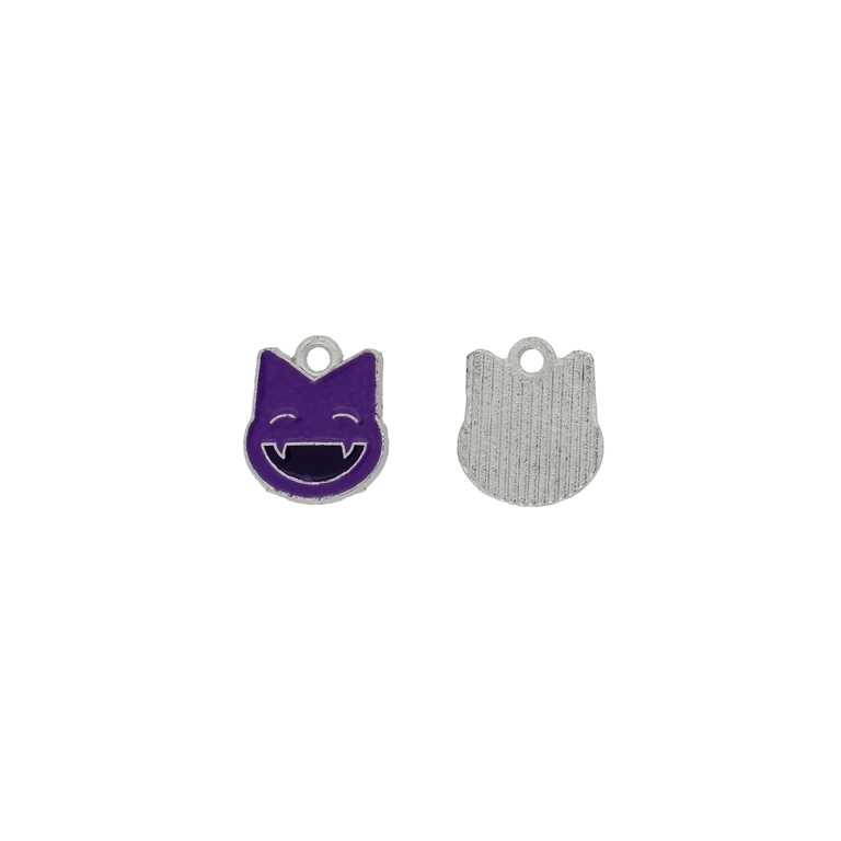 METAL BEADS WITH ENAMEL - PENDANT - CAT 12 - 13x15x1.5mm PURPLE-PURPLE (DARK) - 5pcs. Hole-2.0mm