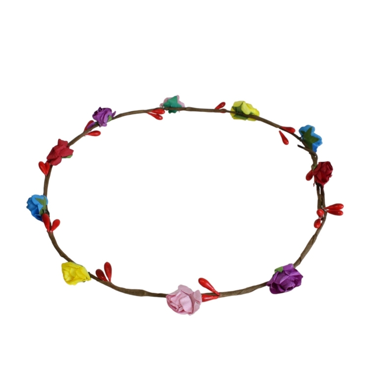 JEWELRY - ACCESSORY FOR HAIR - TIARA WREATH WITH FLOWERS D040 - WIRE AND PAPER - MIX - PACKAGE 6pcs.