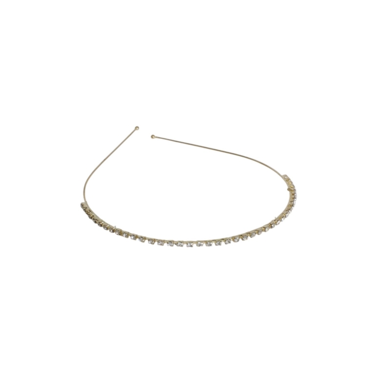 JEWELRY - ACCESSORY FOR HAIR - TIARA WITH CRYSTALS D048 - METAL AND GLASS - GOLD AND WHITE - 1pc.