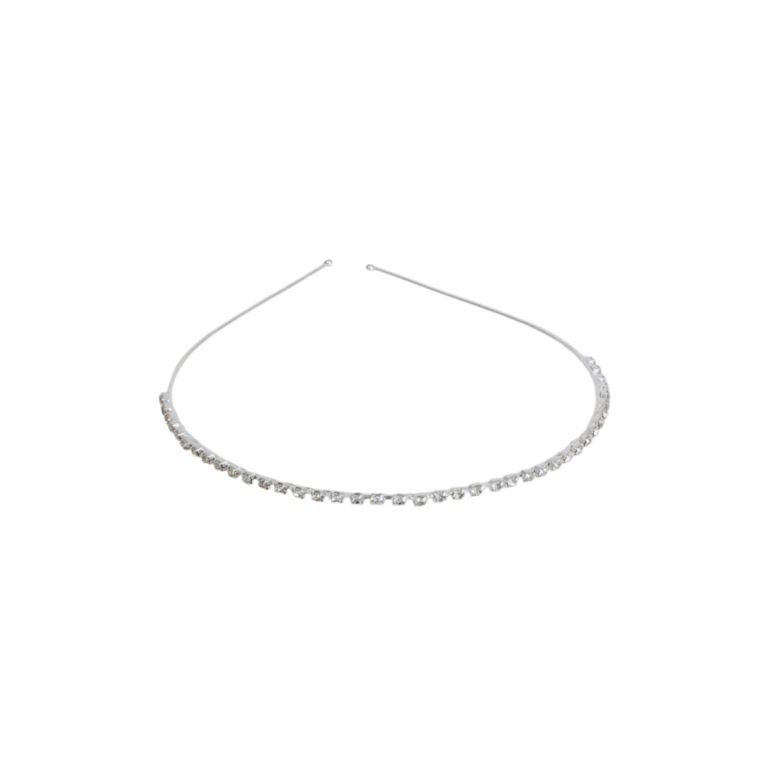 JEWELRY - ACCESSORY FOR HAIR - TIARA WITH CRYSTALS D048 - METAL AND GLASS - NICKEL AND WHITE - 1pc.