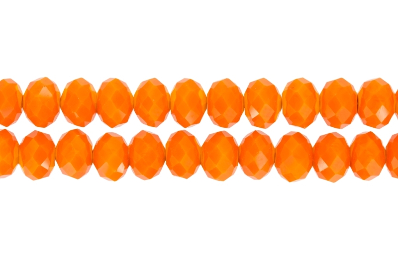 GLASS BEADS - FACETED RONDELLE CRYSTALS - 12x9mm - OPAQUE - ORANGE 064В - PACKAGE (2x72pcs.) Hole:1.8mm