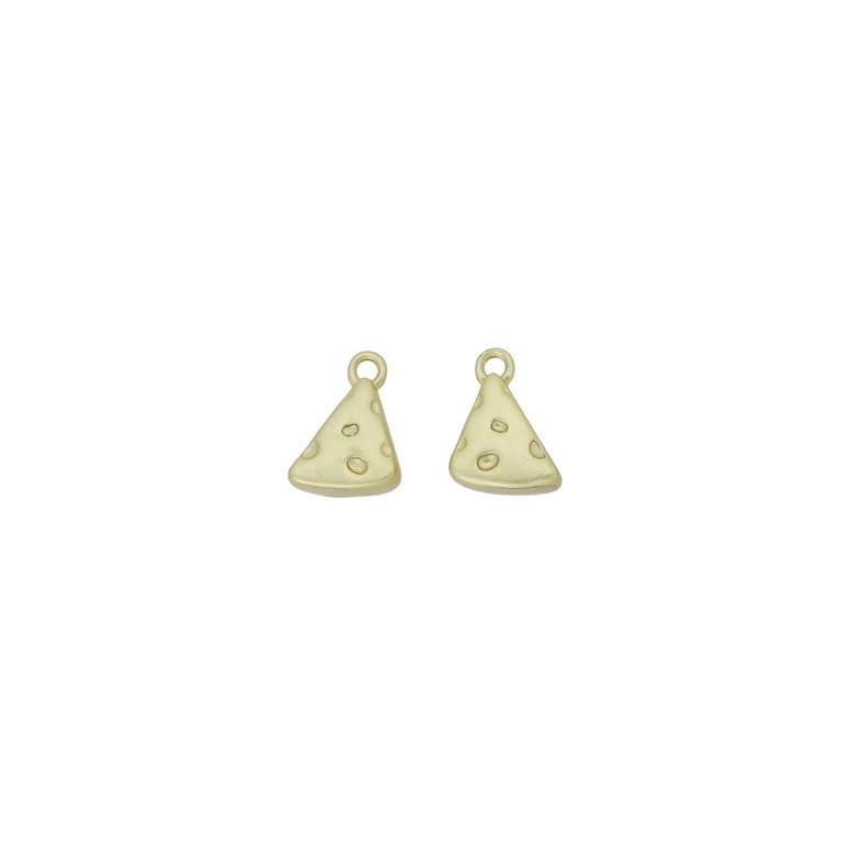 METAL BEADS WITH ENAMEL - PENDANT - CHEESE 01 - 10х13х5mm GOLD - 4pcs. Hole-1.8mm
