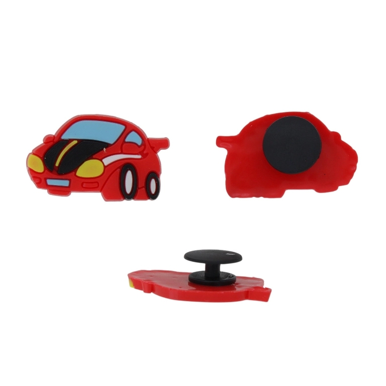 PLASTIC BEADS - RUBBER 3D - BUTTON - CAR 01 - 29x17x3mm RED-BLUE-BLACK - 2pcs.