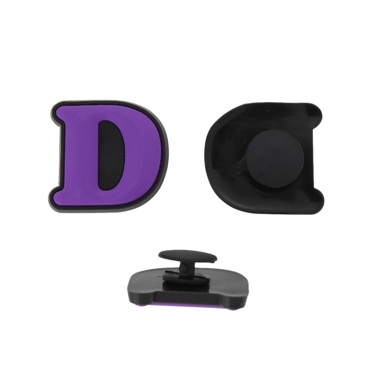 ПЛАСТМАСОВИ МЪНИСТА - ГУМЕНИ 3D - КОПЧЕ - БУКВА D 01 - 24х23х3мм ЛИЛАВО Т.-ЧЕРНО - 2 бр.