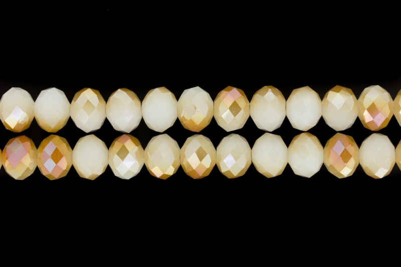 GLASS BEADS - FACETED RONDELLE CRYSTALS - 12x9mm - UV - BEIGE 076 - PACKAGE (2x72pcs.) Hole:1.8mm