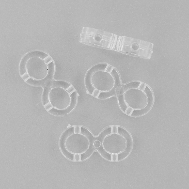 TRANSPARENT PLASTIC BEADS - INFINITY - 9.5x20mm WHITE V01 - 50g Hole-2.0mm (120pcs.)