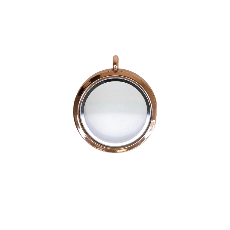 METAL BEADS - MEDALLION WITH MAGNETIC CLOSURE - CIRCLE 01 - 30x36x7mm ROSE GOLD (DARK) - 1pc. Hole-3.6mm