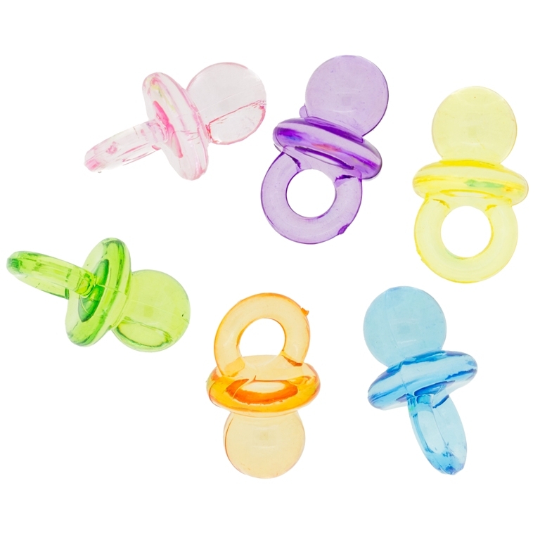 TRANSPARENT PLASTIC BEADS - PACIFIER - 20x12mm MIXED - 50g Hole-5.0mm (50pcs.)