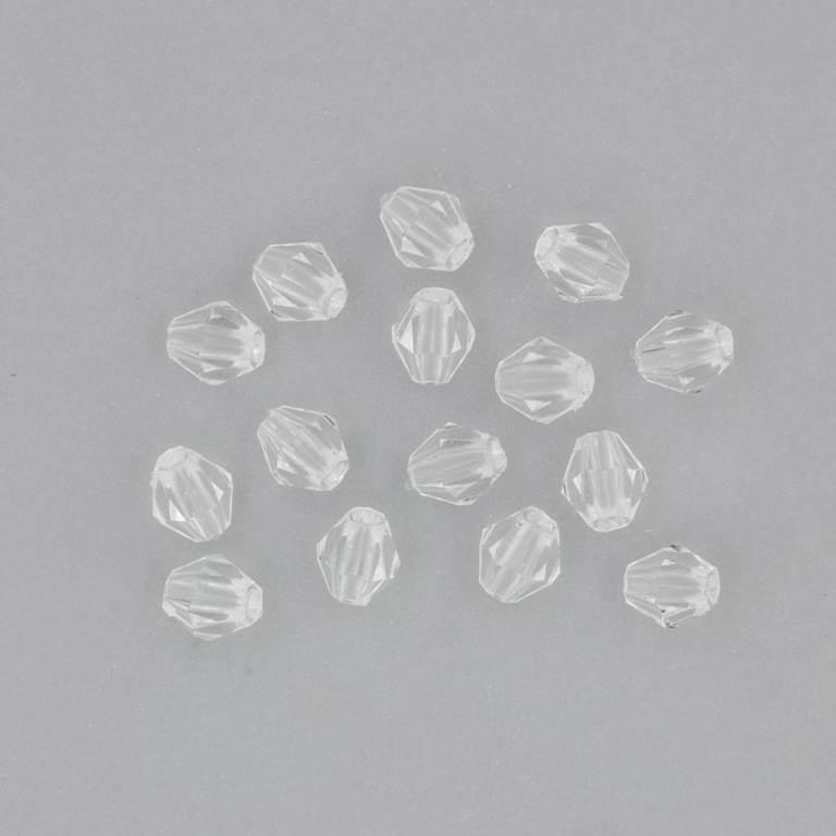 TRANSPARENT PLASTIC BEADS - BICONES 01 - 6x5mm WHITE V01 - 50g Hole-1.5mm (600pcs.)