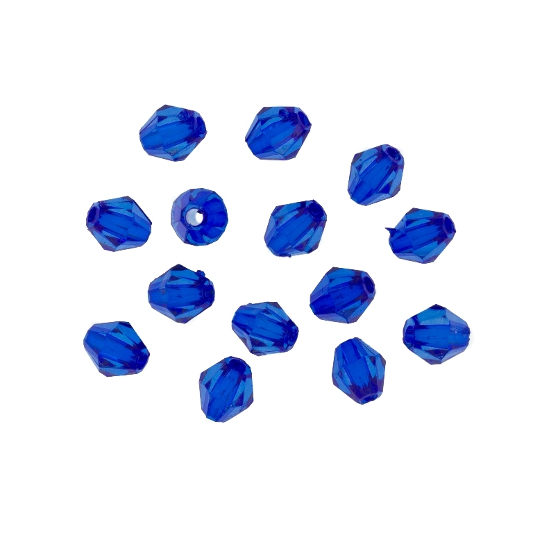 TRANSPARENT PLASTIC BEADS - BICONES 01 - 6x5mm BLUE (DARK) V44 - 50g Hole-1.5mm (590pcs.)