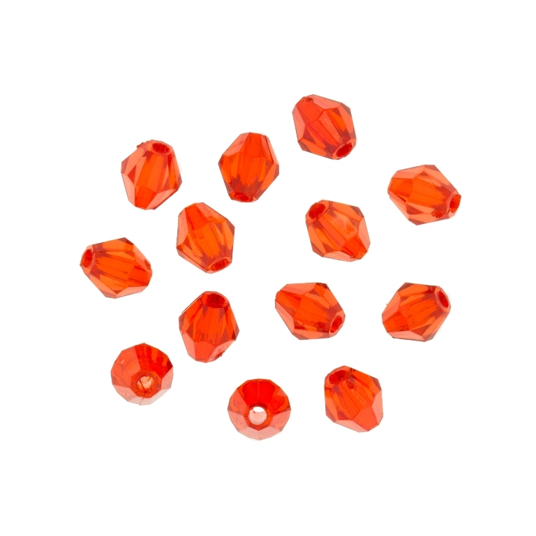 TRANSPARENT PLASTIC BEADS - BICONES 01 - 6x5mm RED V12 - PACKAGE 500g Hole-1.5mm (5700pcs.)