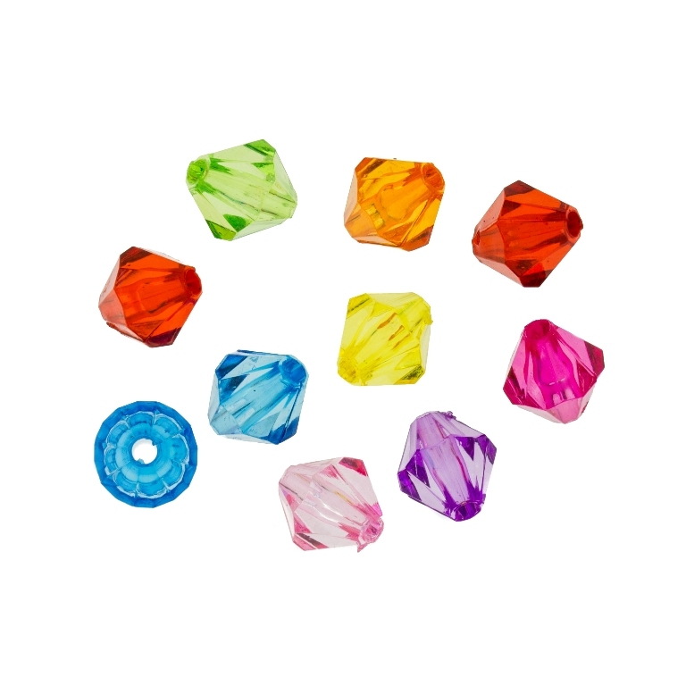 TRANSPARENT PLASTIC BEADS - BICONES 01 - 8x7.5mm MIXED - 50g Hole-1.8mm (270pcs.)