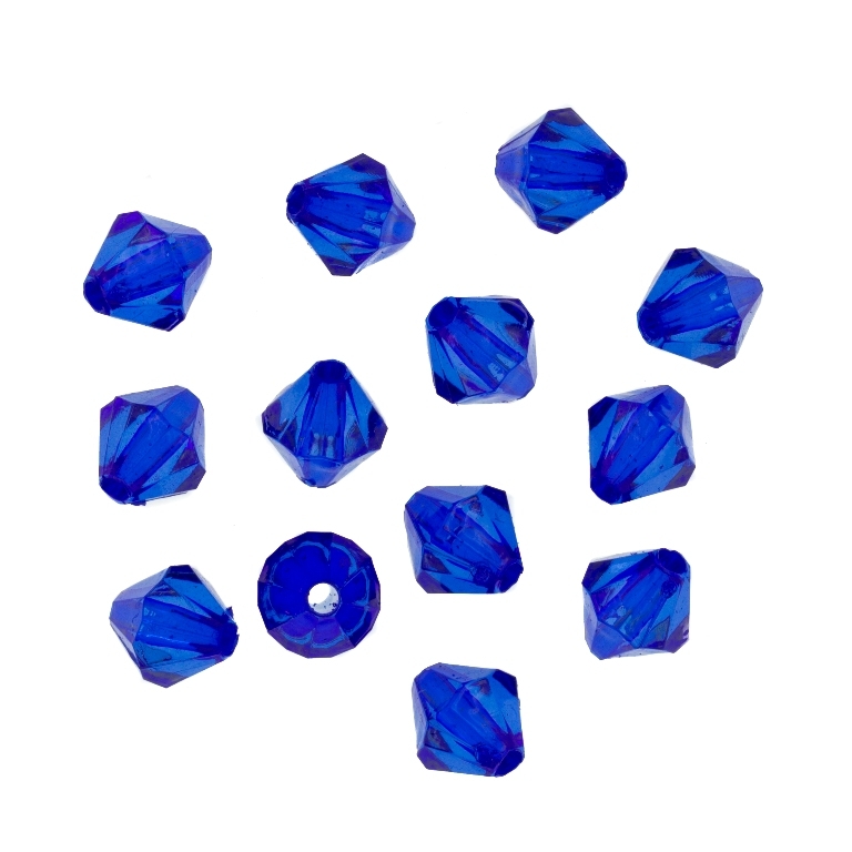 TRANSPARENT PLASTIC BEADS - BICONES 01 - 8x7.5mm BLUE (DARK) V44 - 50g Hole-1.8mm (270pcs.)