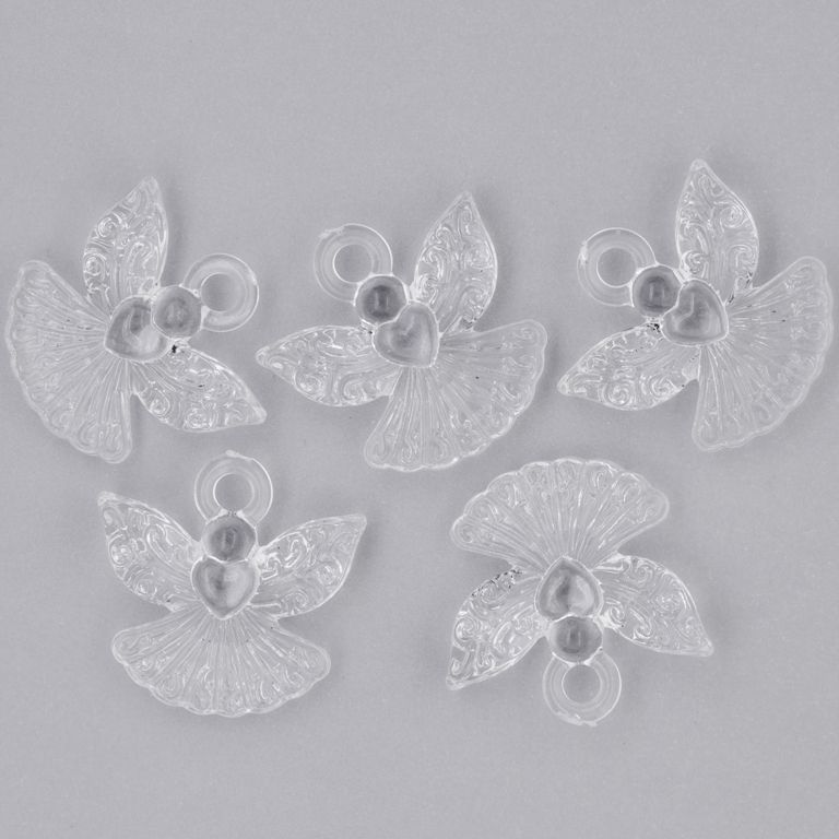 ПРОЗРАЧНИ ПЛАСТМАСОВИ МЪНИСТА - ВИСУЛКА АНГЕЛ - 22х22х6мм БЯЛО V01 - 50 гр. Отвор-3.2мм (51 бр.)