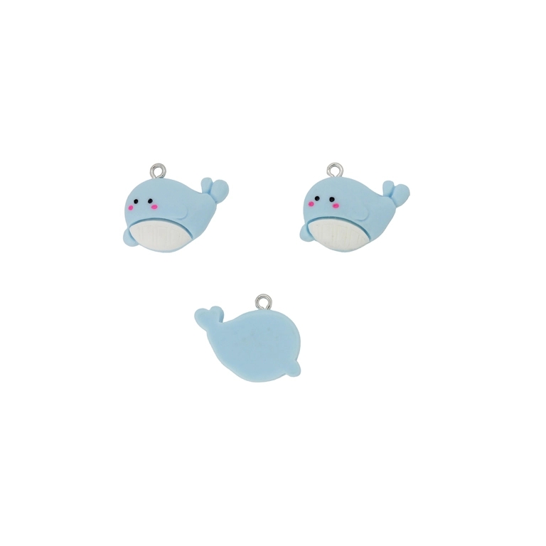 PLASTIC BEADS - RESIN 3D - PENDANT - KIT 01 - 26x20x7mm BLUE (LIGHT)-WHITE - PACKAGE 20pcs. Hole-1.8mm