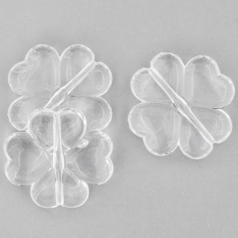 TRANSPARENT PLASTIC BEADS - CLOVER 02 - 26.5x5mm WHITE V01 - PACKAGE 500g Hole-2.0mm (195pcs.)