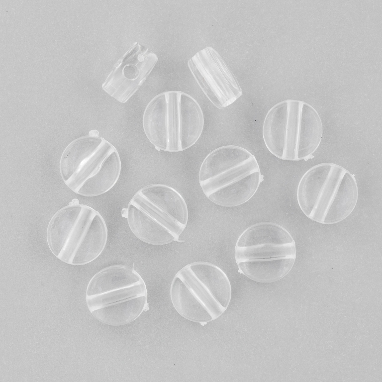 TRANSPARENT PLASTIC BEADS - DISK - 8x4.5mm WHITE V01 - 50g Hole-2.0mm (230pcs.)