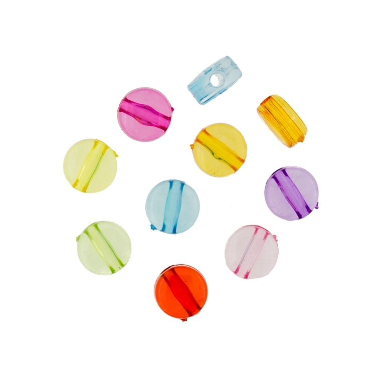 TRANSPARENT PLASTIC BEADS - DISK - 8x4.5mm MIXED - 50g Hole-2.0mm (230pcs.)