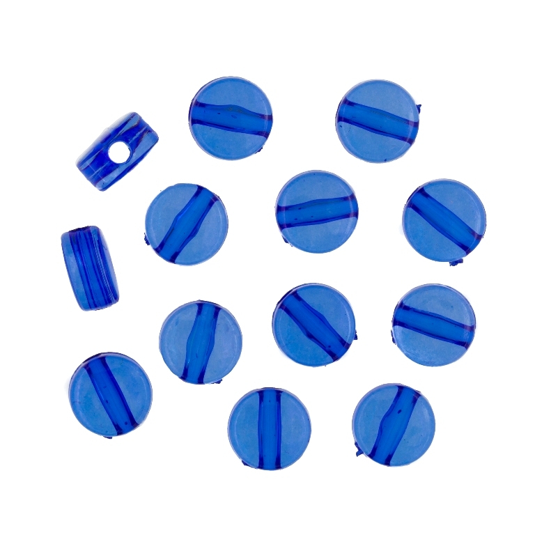 TRANSPARENT PLASTIC BEADS - DISK - 8x4.5mm BLUE (DARK) V44 - 50g Hole-2.0mm (230pcs.)