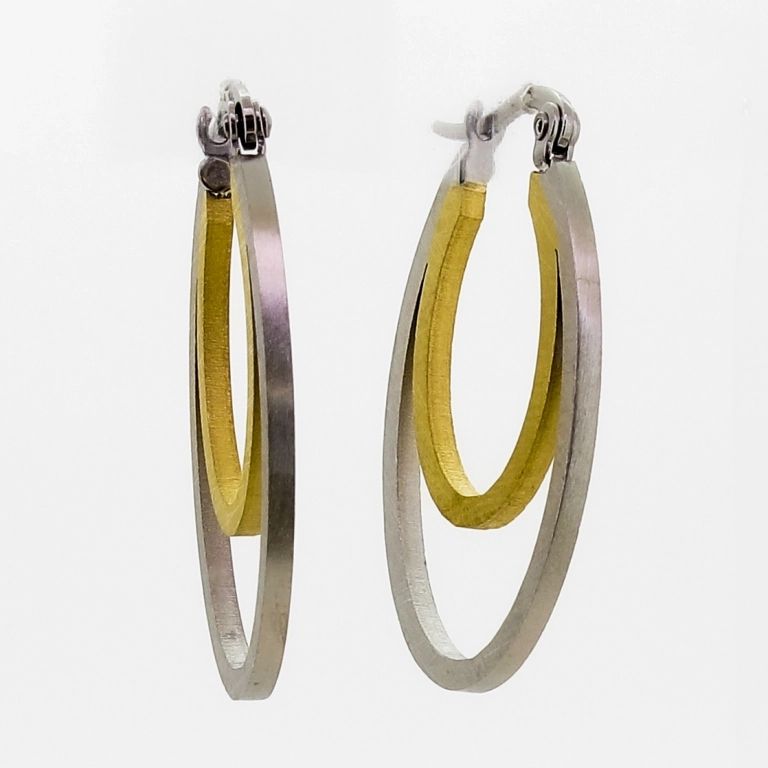 JEWELRY - EARRINGS - AMERICAN LEVERBACK - STAINLESS STEEL - OVAL Е710 - 1.9х3.0cm NICKEL AND GOLD - PACKAGE 6 pairs