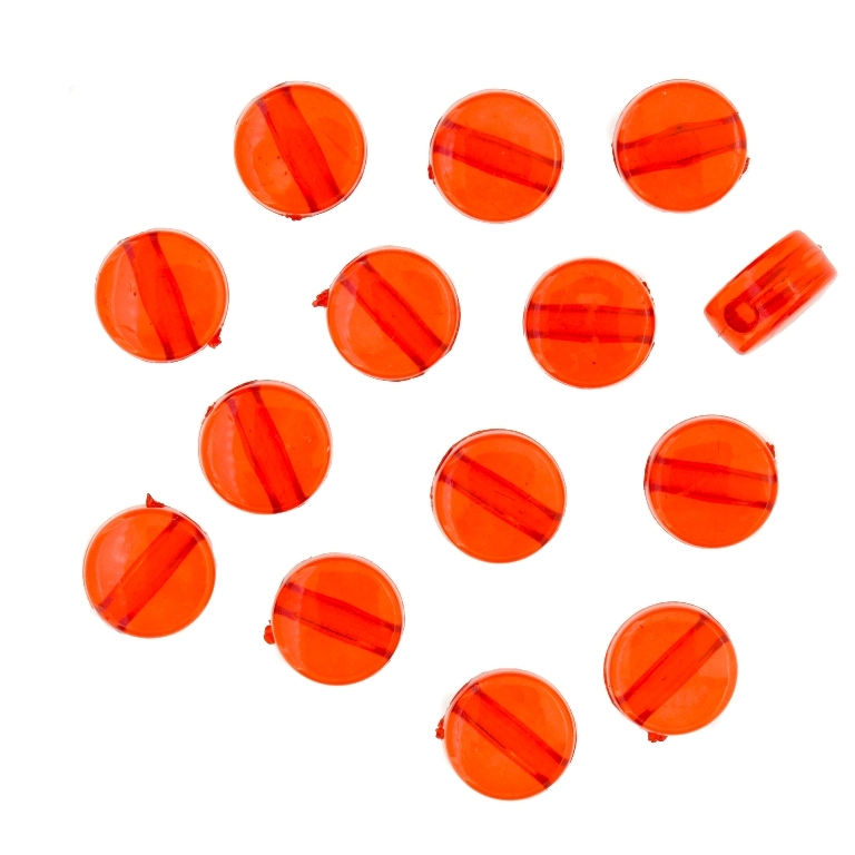 TRANSPARENT PLASTIC BEADS - DISK - 8x4.5mm RED V12 - 50g Hole-2.0mm (230pcs.)