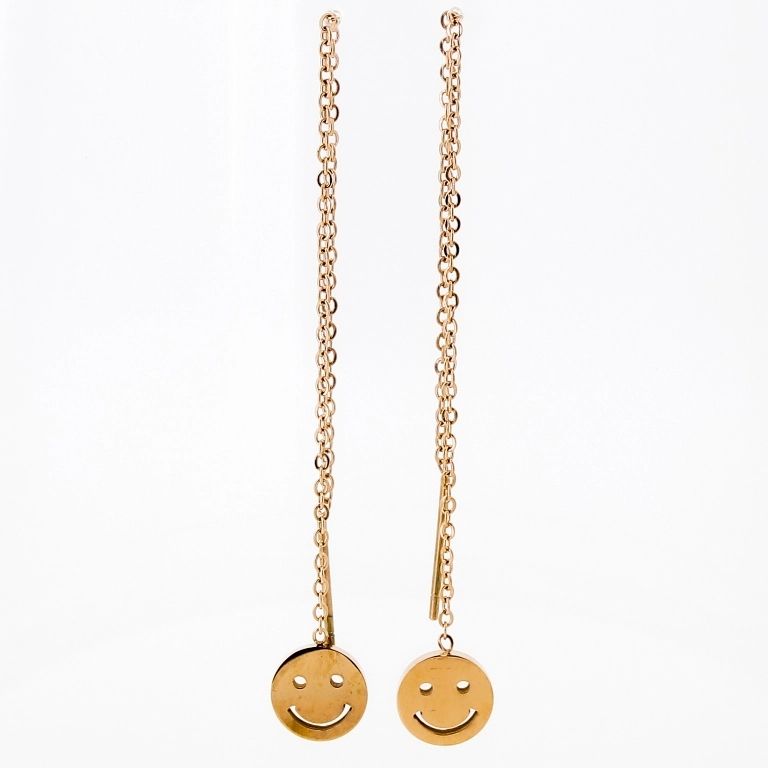 JEWELRY - EARRINGS - SCREW - STAINLESS STEEL - EMOJI Е659 - 0.8х10cm ROSE GOLD - 1 pair