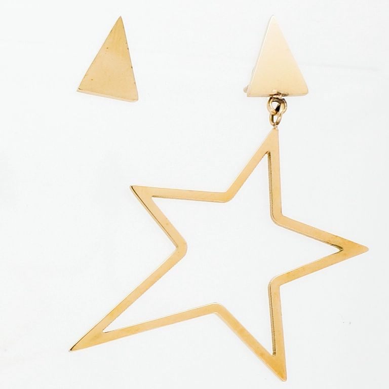 JEWELRY - EARRINGS - SCREW - STAINLESS STEEL - STAR WITH TRIANGLE Е729 - 3.0х4.4cm ROSE GOLD - PACKAGE 6 pairs