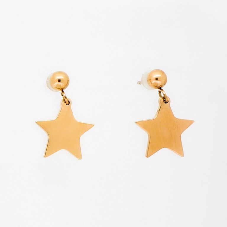 JEWELRY - EARRINGS - SCREW - STAINLESS STEEL - STARS Е797 - 1.2х1.7cm ROSE GOLD - 1 pair