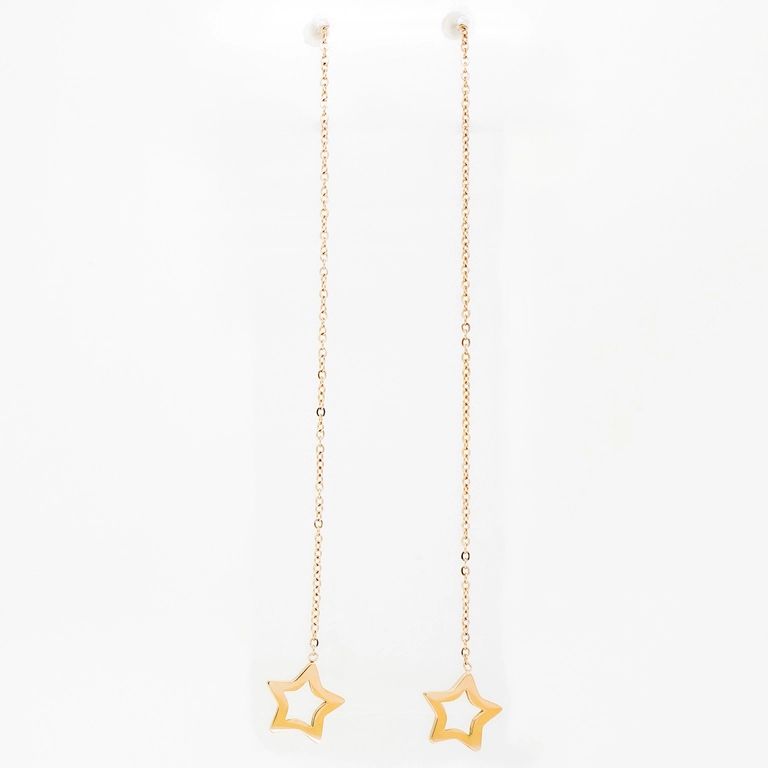 JEWELRY - EARRINGS - SCREW - STAINLESS STEEL - STARS Е799 - 1.1х9.8cm ROSE GOLD - 1 pair