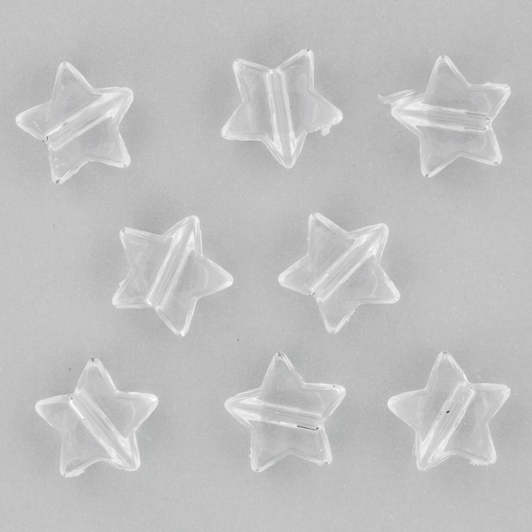 TRANSPARENT PLASTIC BEADS - STAR 01 - 11x6mm WHITE V01 - 50g Hole-2.0mm (137pcs.)