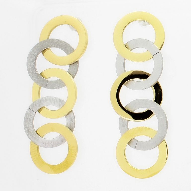 JEWELRY - EARRINGS - SCREW - STAINLESS STEEL - CIRCLES Е708 - 1.4х4.6cm NICKEL AND GOLD - PACKAGE 6 pairs