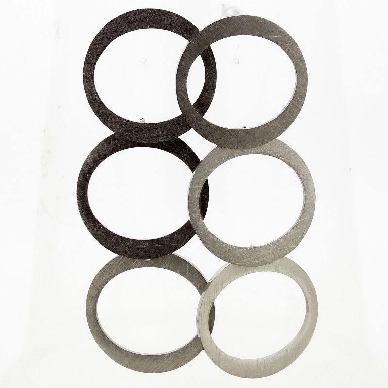 JEWELRY - EARRINGS - SCREW - STAINLESS STEEL - CIRCLES Е709 - 2.6х7.3cm NICKEL - 1 pair