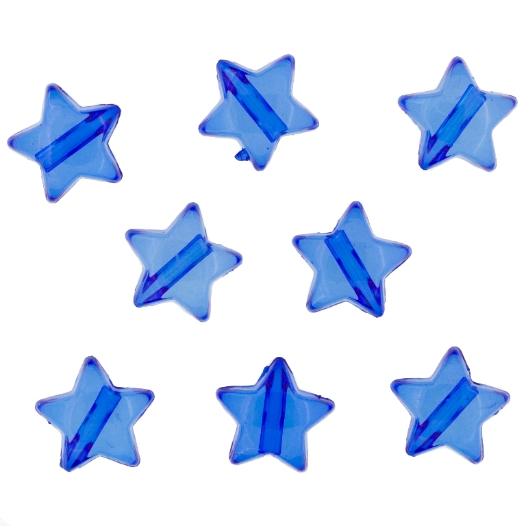 TRANSPARENT PLASTIC BEADS - STAR 01 - 11x6mm BLUE (DARK) V44 - 50g Hole-2.0mm (137pcs.)