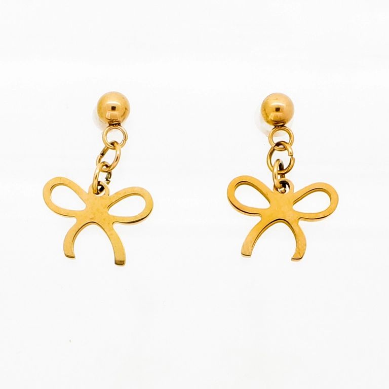 JEWELRY - EARRINGS - SCREW - STAINLESS STEEL - RIBBON Е730 - 1.3х2.0cm ROSE GOLD - 1 pair