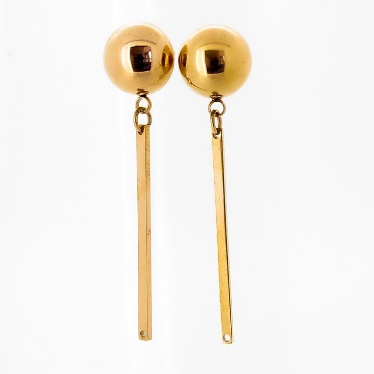 JEWELRY - EARRINGS - SCREW - STAINLESS STEEL - HEMISPHERE Е652 - 1.0х4.1cm GOLD - 1 pair