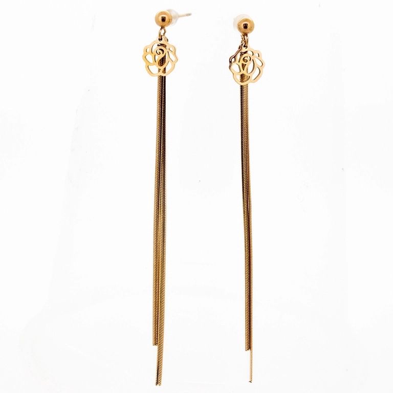 JEWELRY - EARRINGS - SCREW - STAINLESS STEEL - ROSE Е705 - 0.4х8.5cm ROSE GOLD - PACKAGE 6 pairs