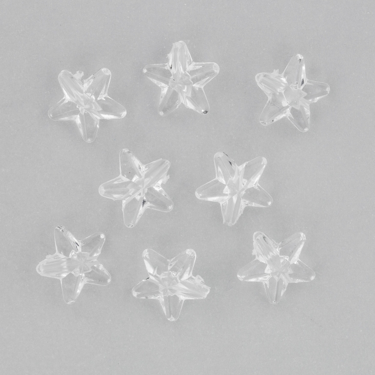 TRANSPARENT PLASTIC BEADS - STAR 02 - RELIEF 10x5mm WHITE V01 - 50g Hole-1.5mm (290pcs.)