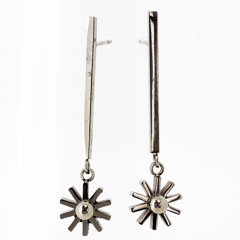 JEWELRY - EARRINGS - SCREW - STAINLESS STEEL - FLOWER Е660 - 0.8х3.5cm NICKEL - 1 pair