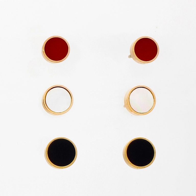 JEWELRY - EARRINGS - SCREW - STAINLESS STEEL AND MIX - CIRCLES Е795 - 0.8cm ROSE GOLD AND MIX - PACKAGE 6х3 pairs
