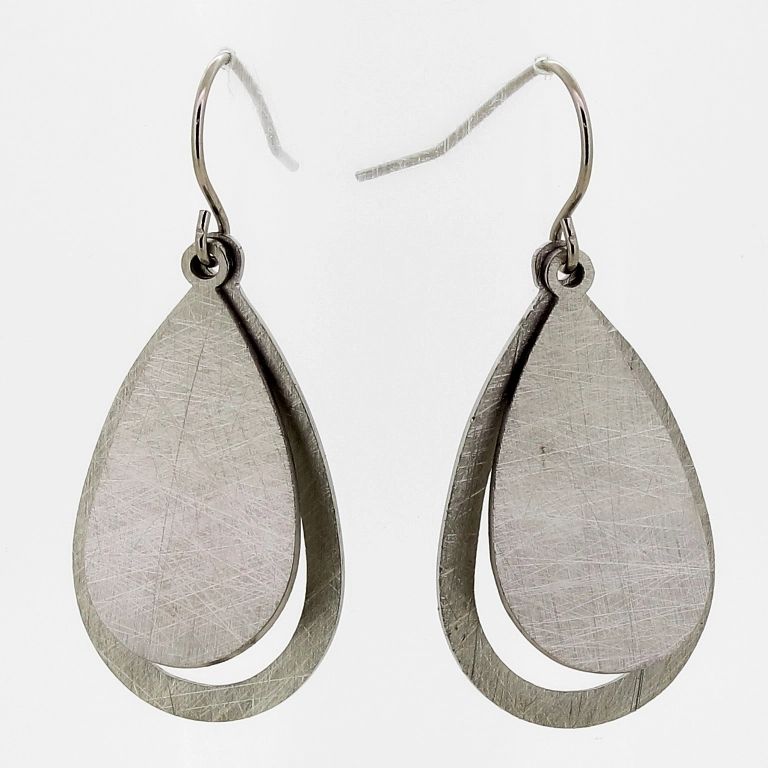 JEWELRY - EARRINGS - HOOK - STAINLESS STEEL - DROPS Е715 - 1.7х3.8cm NICKEL - PACKAGE 6 pairs