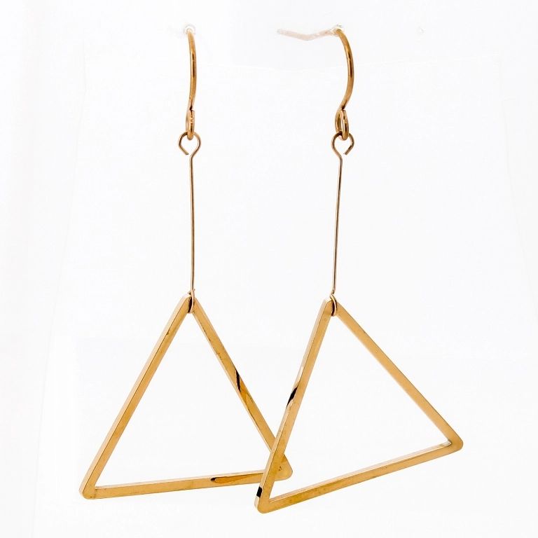 JEWELRY - EARRINGS - HOOK - STAINLESS STEEL - TRIANGLES Е661 - 2.5х4.8cm ROSE GOLD - 1 pair