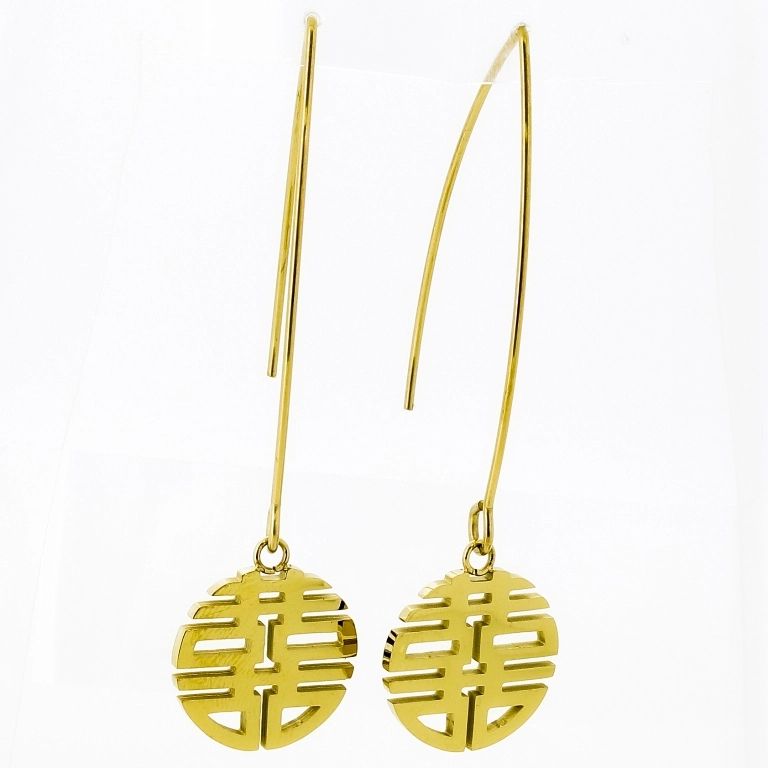 JEWELRY - EARRINGS - STAINLESS STEEL - FIGURE Е662 - 1.5х5.6cm GOLD - 1 pair