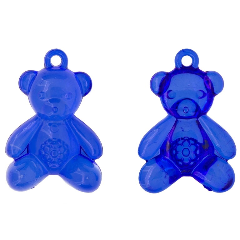 TRANSPARENT PLASTIC BEADS - BEAR 02 - 11x34x23mm BLUE (DARK) V44 - PACKAGE 500g Hole-2.0mm (130pcs.)