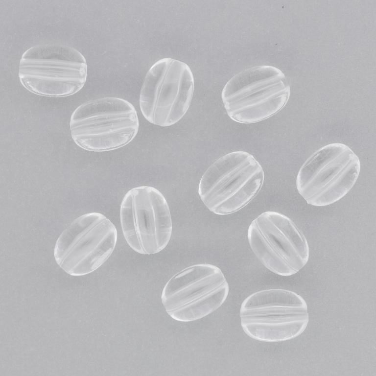 TRANSPARENT PLASTIC BEADS - OVAL - 8x6.5mm WHITE V01 - 50g Hole-2.0mm (205pcs.)