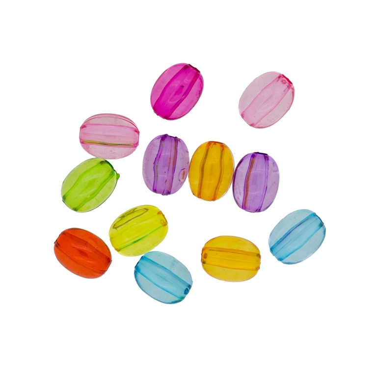 TRANSPARENT PLASTIC BEADS - OVAL - 8x6.5mm MIXED - 50g Hole-2.0mm (205pcs.)