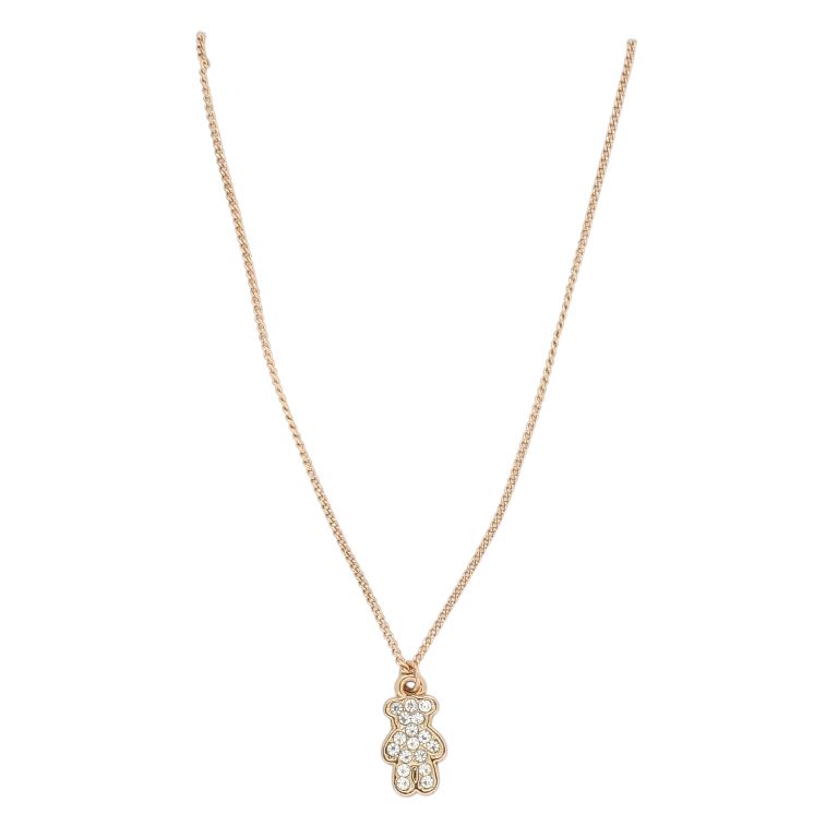 JEWELRY - NECKLACE - BRASS AND CRYSTALS - BEAR K141 - 0.7x1.3cm ROSE GOLD AND WHITE - 1pc.