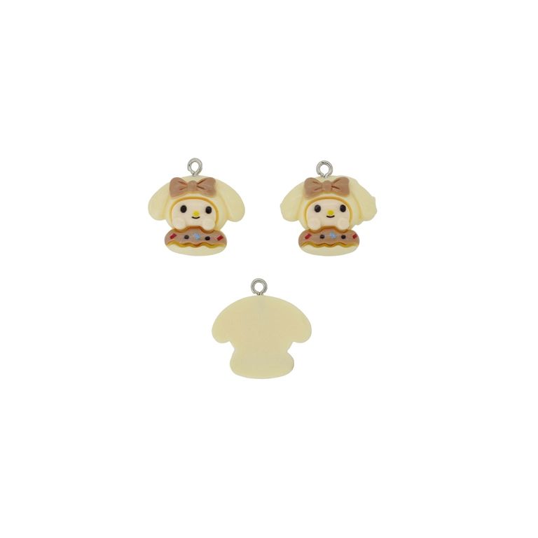 PLASTIC BEADS - RESIN 3D - PENDANT - RABBIT 25 - 22x23x6mm ECRU (DARK)-BROWN (LIGHT)-BLACK - PACKAGE 20pcs. Hole-1.8mm
